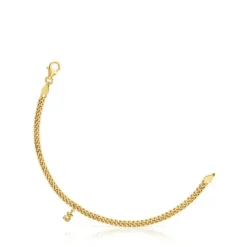 Pulseira corrente barbada banhada a ouro de 18 K sobre prata Bold Bear