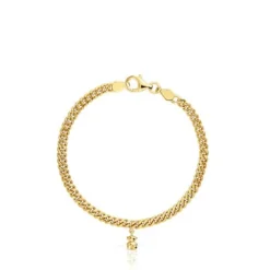 Pulseira corrente barbada banhada a ouro de 18 K sobre prata Bold Bear