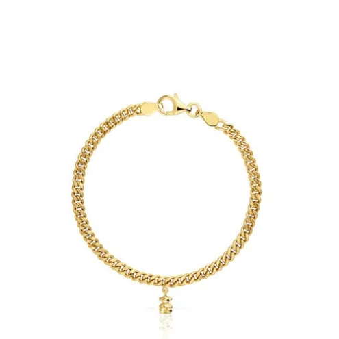 Pulseira corrente barbada banhada a ouro de 18 K sobre prata Bold Bear