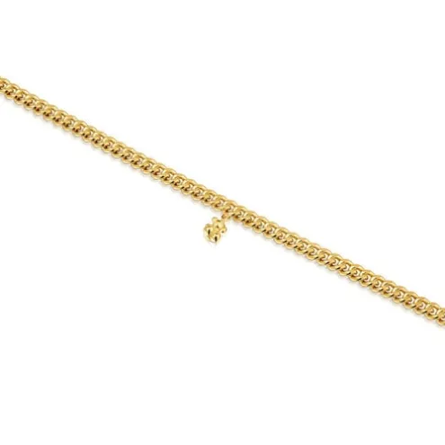 Pulseira corrente barbada banhada a ouro de 18 K sobre prata Bold Bear