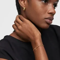 Pulseira corrente barbada banhada a ouro de 18 K sobre prata Bold Bear