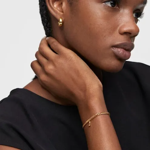 Pulseira corrente barbada banhada a ouro de 18 K sobre prata Bold Bear