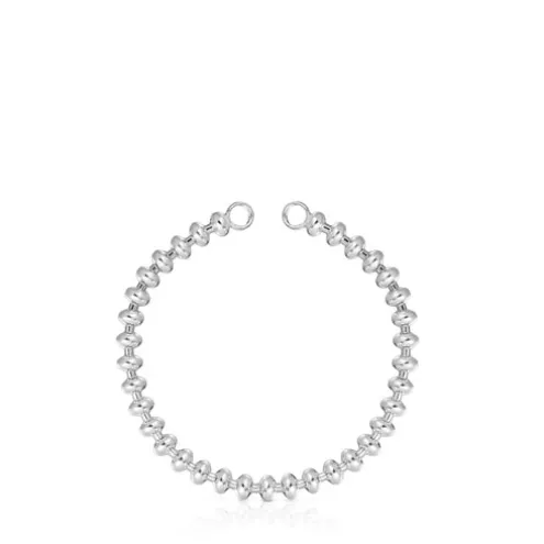 Pulseira corrente em prata com motivos de bola Hold Oval