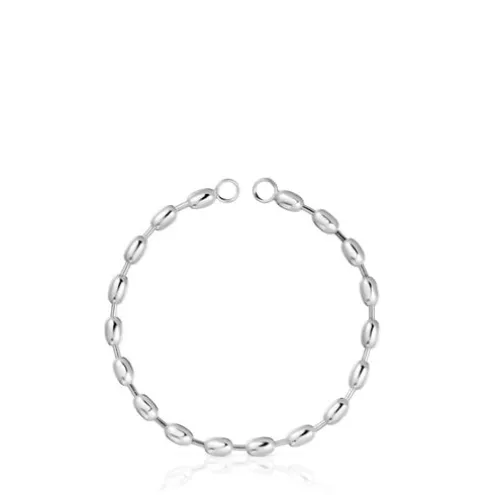 Pulseira corrente em prata com motivos de bola ovais Hold Oval