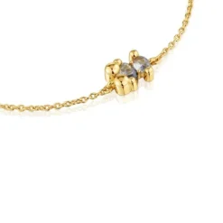 Pulseira corrente motivo urso banhada a ouro de 18 K sobre prata e espinélio verde criado em laboratório 8 mm Color Bear LGG