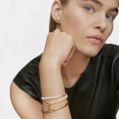 Pulseira corrente urso banhada a ouro sobre prata, pérolas cultivadas e perídoto Bold Bear