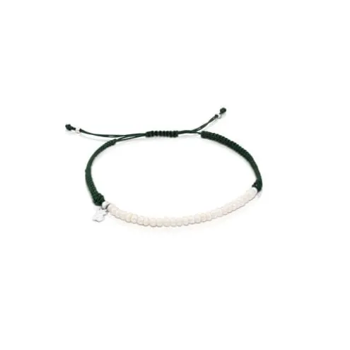 Pulseira de cordão prata, pérola e verde TOUS Color