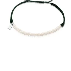 Pulseira de cordão prata, pérola e verde TOUS Color