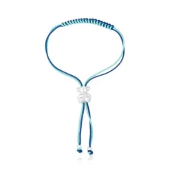 Pulseira de cordão turquesa e azul-marinho com urso em prata Bold Bear