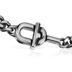 Pulseira de corrente barbada em prata dark silver 19 cm TOUS MANIFESTO