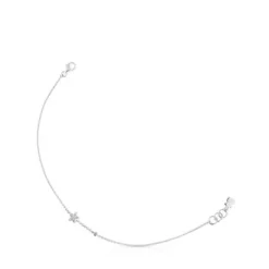 Pulseira de corrente estrela em ouro branco com diamantes TOUS Grain
