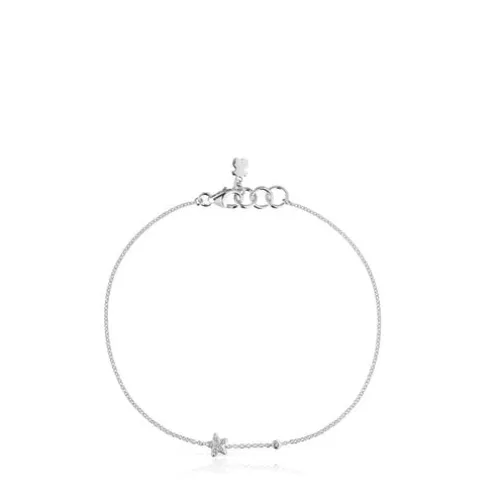Pulseira de corrente estrela em ouro branco com diamantes TOUS Grain