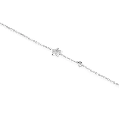 Pulseira de corrente estrela em ouro branco com diamantes TOUS Grain