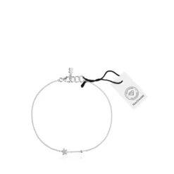 Pulseira de corrente estrela em ouro branco com diamantes TOUS Grain