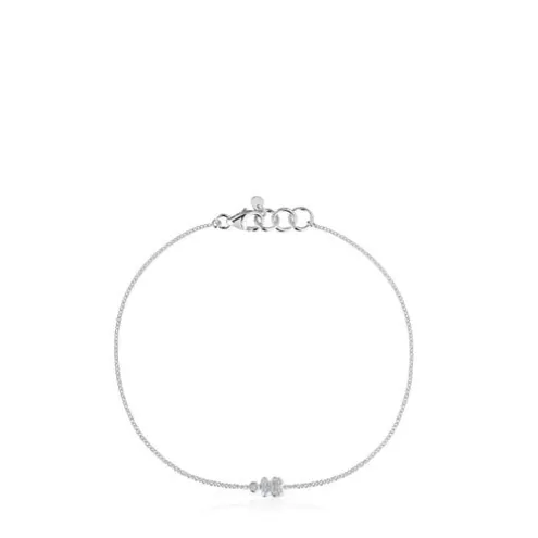 Pulseira de corrente urso em ouro branco com diamantes TOUS Grain