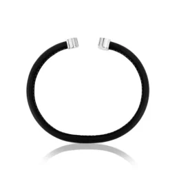 Pulseira de couro preto e prata Sweet Dolls