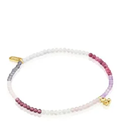 Pulseira elástica banhada a ouro de 18 K sobre prata e pedras preciosas rosadas TOUS Bold Bear