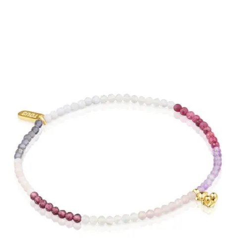 Pulseira elástica banhada a ouro de 18 K sobre prata e pedras preciosas rosadas TOUS Bold Bear