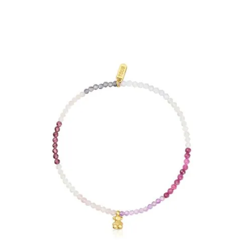 Pulseira elástica banhada a ouro de 18 K sobre prata e pedras preciosas rosadas TOUS Bold Bear