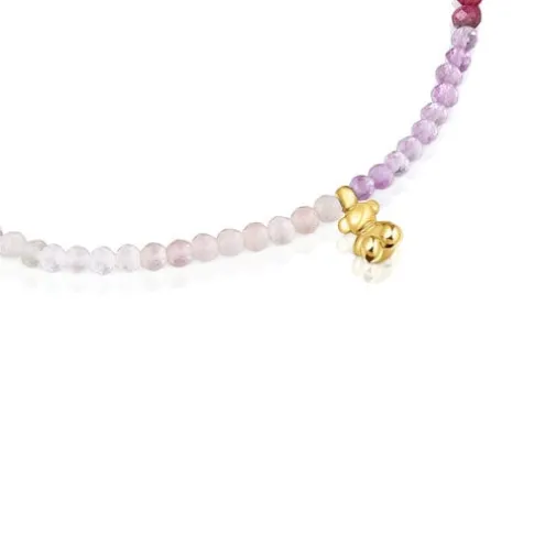 Pulseira elástica banhada a ouro de 18 K sobre prata e pedras preciosas rosadas TOUS Bold Bear