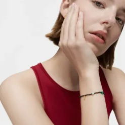 Pulseira elástica banhada a ouro 18 K sobre prata, ónix e pedras preciosas Bold Bear