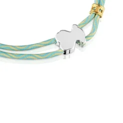 Pulseira elástica menta com urso em prata Sweet Dolls