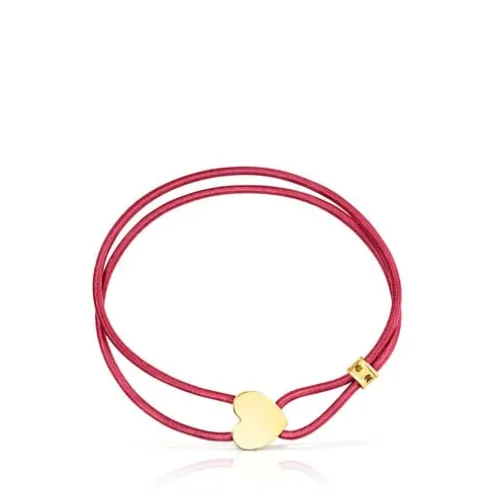Pulseira elástica Sweet Dolls vermelha com coração em prata vermeil