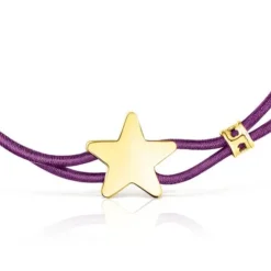 Pulseira elástica Sweet Dolls lilás com estrela em prata vermeil