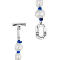 Pulseira em nylon azul com prata e pérolas cultivadas TOUS MANIFESTO