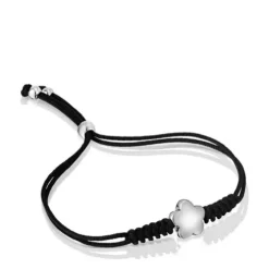 Pulseira em nylon com motivo de flor em prata Bold Motif