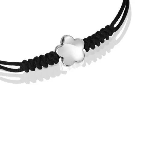 Pulseira em nylon com motivo de flor em prata Bold Motif