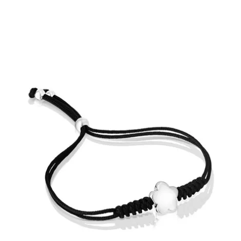 Pulseira em nylon com motivo de flor em prata Bold Motif