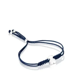 Pulseira em nylon com motivo de urso em prata Bold Motif