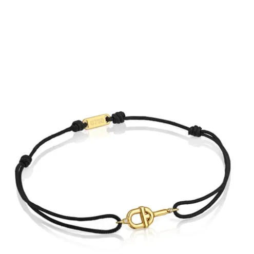 Pulseira em ouro com diamantes e nylon preto TOUS MANIFESTO