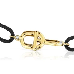 Pulseira em ouro com diamantes e nylon preto TOUS MANIFESTO