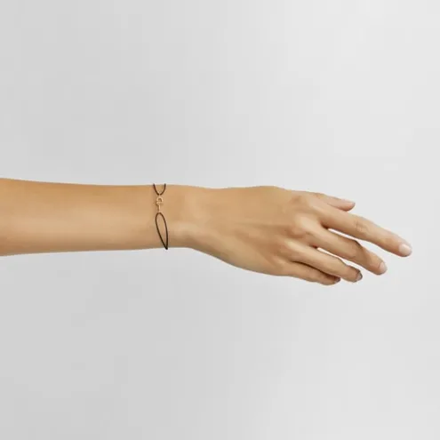 Pulseira em ouro com diamantes e nylon preto TOUS MANIFESTO