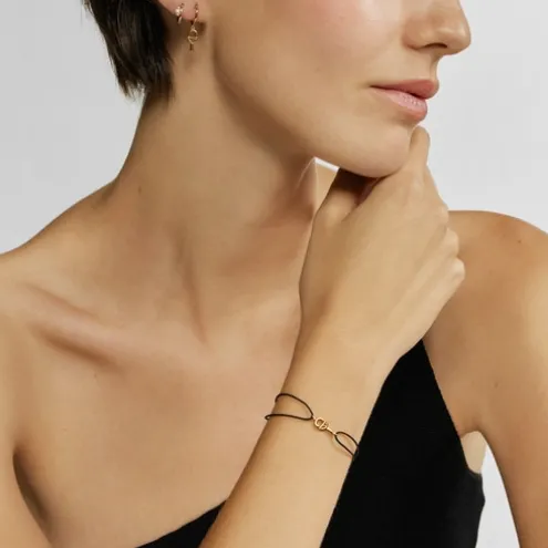 Pulseira em ouro com diamantes e nylon preto TOUS MANIFESTO