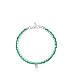 Pulseira em prata e calcedónia verde tratada Bold Bear