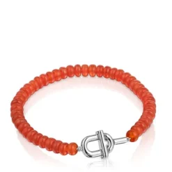 Pulseira em prata e calcedónia tratada laranja TOUS MANIFESTO