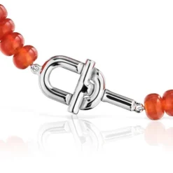 Pulseira em prata e calcedónia tratada laranja TOUS MANIFESTO