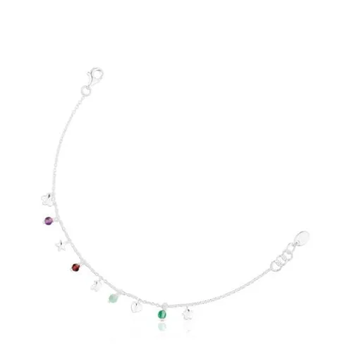 Pulseira em prata e pedras preciosas motivos Bold Motif