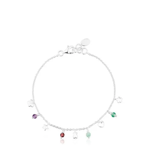 Pulseira em prata e pedras preciosas motivos Bold Motif