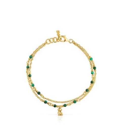 Pulseira em prata vermeil e malaquite Bold Bear