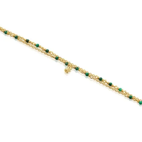 Pulseira em prata vermeil e malaquite Bold Bear