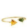 Pulseira escrava banhada a ouro de 18 K sobre prata, citrino e espinélio verde criados em laboratório TOUS Color LGG