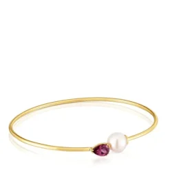 Pulseira escrava em ouro, rodolita e pérola cultivada Ivette