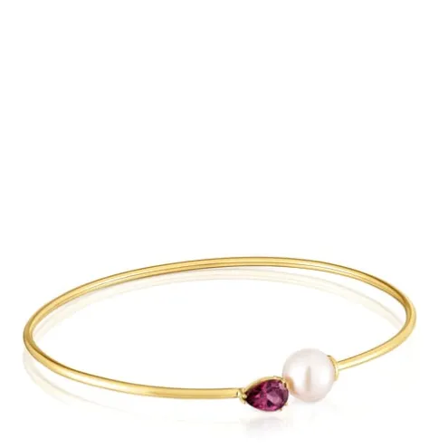 Pulseira escrava em ouro, rodolita e pérola cultivada Ivette