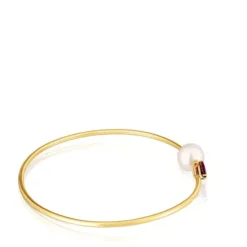 Pulseira escrava em ouro, rodolita e pérola cultivada Ivette