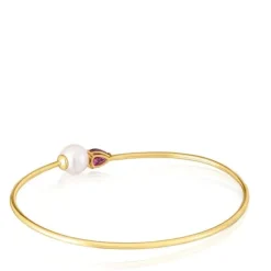 Pulseira escrava em ouro, rodolita e pérola cultivada Ivette