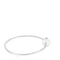 Pulseira escrava em ouro branco, iolita e pérola cultivada Ivette